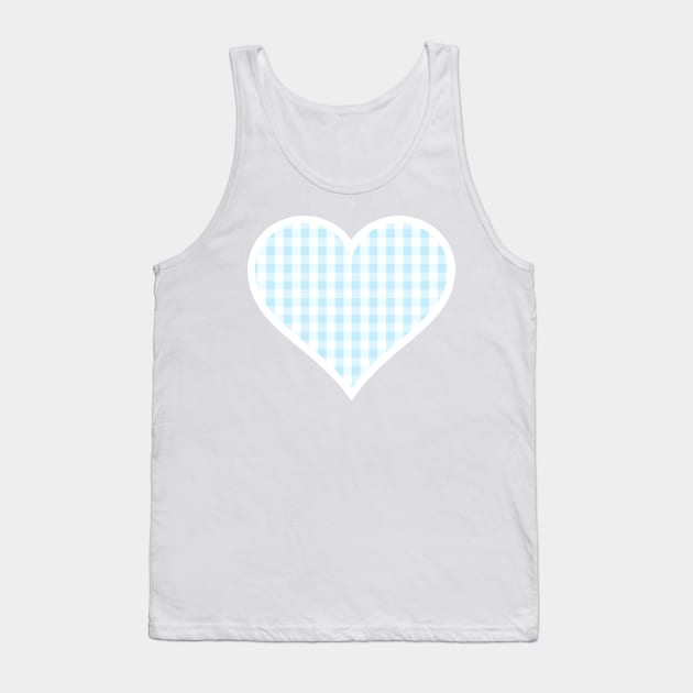 Soft Blue Gingham Heart Tank Top by bumblefuzzies